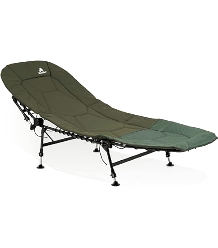 Q-Tac High-quality Carp Lounger, 6 Legs, Fishing Lounger for Professionals, Camping Lounger, Field Bed, Colour: Green / Black Q-Tac High-quality Carp Lounger, 6 Legs, Fishing Lounger for Professionals, Camping Lounger, Field Bed, Colour: Green / Black