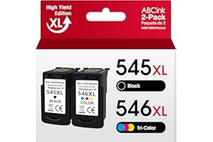 ABCINK 545XL 546XL Rigenerato Cartucce d'inchiostro Sostituzione per Canon 545 546 XL PG-545 CL-546 Cartucce per Canon Pixma MG2550s MG3050 MG2950 MG2550 TS205 TS3450 TS3150 Stampante (1 Nero, 1 Colore)