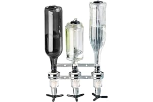 ‎TAZZOR Bar Butler zur Wandmontage für 3 Flaschen Flaschenhalter Getränkespender Dosierer Wandspender Bar Accessoire Getränkeportionierer mit Zapfsäule, Cocktailbar, Schnapsspender