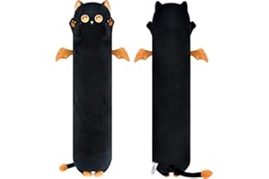 Mewaii 36in Long Cat Plush Pillows Stuffed Animals Squishy Pillows - Cute Plushie Kitten Sleeping Hugging Pillow Toys for Kids(Orange & Black)