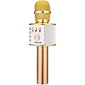 BONAOK Microphone sans Fil Karaoké, Microphone Bluetooth Lecteur Enregistreur Mini Karaoké Enfant Fête Familial pour Appareil Intelligent Android/iOS