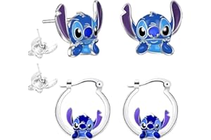 BITOWO Ensemble de boucles d'oreilles en forme de point d'anime pour filles, femmes, enfants, dames, amies, jolies boucles d'oreilles à tige pour filles, boucles d'oreilles bleues pour adolescentes,
