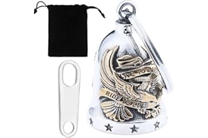 JYNVO Clochette Guardian Bell Moto Acier Inoxydable – Design Aigle & "LIVE TO RIDE", Porte - Bonheur Biker Gremlin Bell pour Moto/Vélo, Porte - Clés Cyclisme