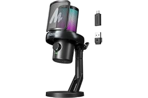MAONO Micro sans Fil pour PC, Micro Gaming avec Logiciel de Changement de Voix IA, Suppression du Bruit à 3 Niveaux, éclairage RVB Personnalisé, pour Jeux, Podcasting, Streaming, DM40 Pro Noir