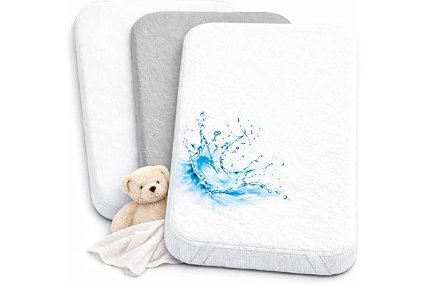 Drap Housse Cododo 50x83cm (Lot de 2) + 1 Alèse Imperméable Protège Matelas - Set 2+1 Draps Cododo 100% Coton et Alèse 100% Imperméable - Oeko-TEX (Blanc/Gris, 50 x 83 cm)