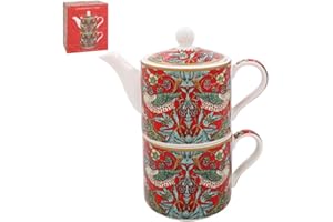 The Leonardo Collection William Morris Strawberry Thief Tea for One | Set di teiera e tazza in ceramica | Bellissimo regalo per uso domestico | elegante teiera stampata
