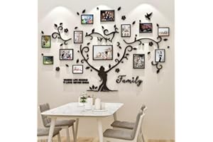 GUANGMU 3D Albero Adesivi - DIY Adesivo da Parete Cornici per Foto Sticker Decorazioni Albero Adesivi Murali 15x20 13x18 10x15 a4 Della Vita da Parete per Soggiorno Camera da Letto Adesivo Muro