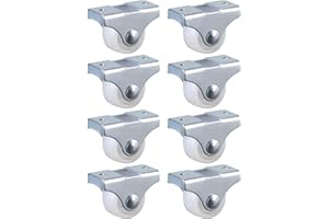 COYTEAR Caster Wheels, 8Pcs Heavy Duty Fixed Castors Wheels Set 25mm Silent No Floor Marks Small Rubbered Castor Wheel up to 30KG for Furniture Appliances Drawer Equipment Fixed Castor Replacement (Silver)