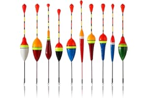 Giantree 10 Stück Schwimmer Angeln, Angelposen Set Posen Angeln Angelposen Bobbers Angeln Forellen Posen Angelstopfen Angelzubehör und Schwimmerset für Unterschiedlich Fischarten
