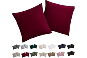 Soifox Poszewka na poduszkę 80 x 80 cm, zestaw 2 sztuk, poszewka na poduszkę 80 x 80 cm, czerwona, 100% mikrofibra, nie wymaga prasowania i nie gniecie się, z zamkiem błyskawicznym