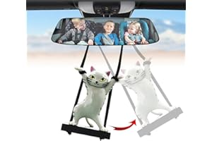 Yueser Ciondolo per Auto Altalena, Carino Swing Gatti Ornamenti Pendente Ciondolo per Specchietto Retrovisore per Auto Oscillante per Auto Accessori Divertenti Auto Appeso Ornamento Hanging (grigio)