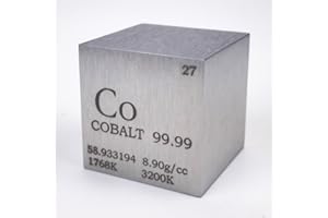 CHINAIUM Periodendendensystemwürfel Kobalt mit Gravur, 25,4 mm, 145 g, 99,99 %