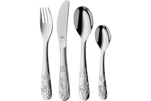 Silit Trend Kinderbeteck Set 4-teilig, Kinder Besteck Edelstahl, Kinderbesteck ab 3 Jahre, Cromargan poliert, Universalverpackung