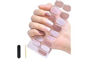 LCMEI Uv Nails Gel Nail Stickers DIY Tiras de uñas de gel semicurado, pegatinas de gel de larga duración con acabado de gel brillante, adhesivo completo Nail Art Wraps Strips Kit impermeable (#261)