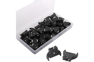 RUNCCI-YUN 50 stycken CR2032 3V knappcellsbatterihållare, vertikal 3-stifts batterihållare, dip typ lödmonteringkabel, batterilåda