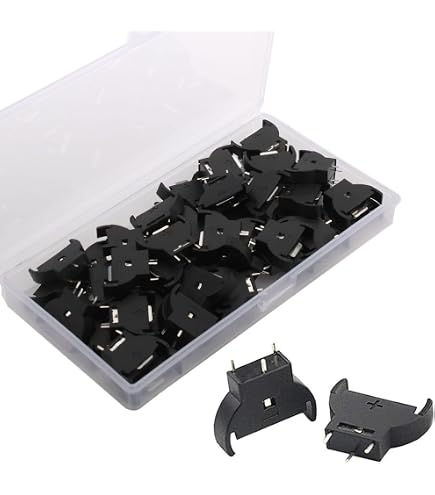 Lot De 20 Supports Piles Bouton CR2032 CR2025 - Adaptateur Noir Universel Pour Montage PCB