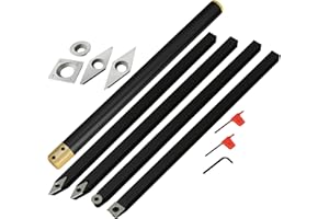 Outil de tournage,CEIEVER tournage en carbure avec Inserts De Carbure Porte-outil de tournage avec 4PCS Lames Rond/Carré,pour la Sculpture sur Bois,la Sculpture sur Racine,la Sculpture de Meubles,DIY