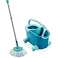 Leifheit Set Clean Twist Disc Mop Ergo mop pavimenti turchese, Lavapavimenti professionale flessibile a 360°, Mop rotante con