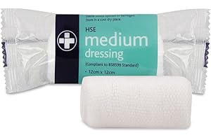 Reliance Medical Medium Sterile HSE Dressing, 12 cm x 12 cm, Individually Wrapped, Perfect for Refilling First Aid Kits and Ensuring Optimal Wound Care - Pack of 10