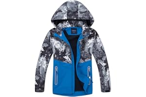 LAUSONS Chaqueta Impermeable para Niños - Cazadora Cortavientos Niño Estampado Militar