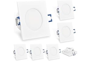 KYOTECH Faretti LED Incasso,set da 6,bianco caldo 3000K 6W 230V 500Lumen,luci ultrasottili da soffitto,IP44 può essere utilizzato in ambienti umidi (Bianca, Quadrati)