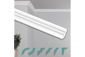HEXIMO Stucchi per soffitto - Moderni in XPS Styropor bianco, Lunghezza 2 Metri Profili di Cornici Modanature Decorative (50 metri ZG10)