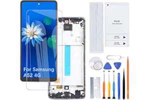 H&LYCYJ Display Bildschirm für Samsung Galaxy A52 4G TFT A525F A525F/DS A525M A525M/DS LCD Bildschirm Ersatz Assembly kit（Schwarz mit Rahmen,Ohne Fingerabdrücke）