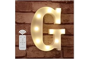 WHATOOK Lettre Lumineuse Geante Lettre Decorative: Lettre Geante avec Minuterie Sans Fil et Télécommande à Intensité Variable pour Decoration Chambre, Anniversaire, Fête, Mariage, Maison, Bar (Lettre G)