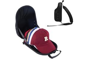 ProCase Funda Rígida de Viaje para Sombrero, Bolsa de Almacenamiento para Gorras de Béisbol, Caja Organizadora con Correa Ajustable para de Transporte para 4-5 Sombreros de Bola -Negro