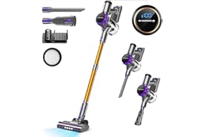 YISORA Aspirapolvere Senza Fili 40KPa, Aspirapolvere Senza Fili Mantiene casa, Autonomia 55 Minuti, Batteria Rimovibile, Aspirapolvere spazzola elettrica per Moquette/Peli di Animali Domestici/Pavimenti
