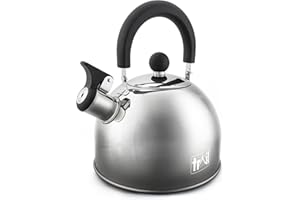 TRAIL OUTDOOR LEISURE Trail 2L Whistling Camping Kettle, Polished Stainless Steel, Durable & Lightweight, Easy Pour Spout, Folding Heat Resistant Handle, Fast Boil Travel Kettle, Outdoor Fishing Hiking, 15cm x 18cm, 0.42kg
