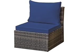 Kosiproducts Replacement Rattan Seat Pads Water Resistant for Outdoor Patio Garden Seating [Navy Blue, Seat Only 65x65x7]