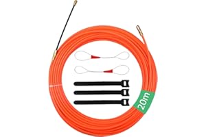 PRZRAO 20M Tire Fil Electrician, 4mm Tire Fils Electrique Aiguille Electricien avec 2 Ressorts de Guidage, Câble de Fil Électrique Tirant pour Câble de Communication Mur Conduit de Sol