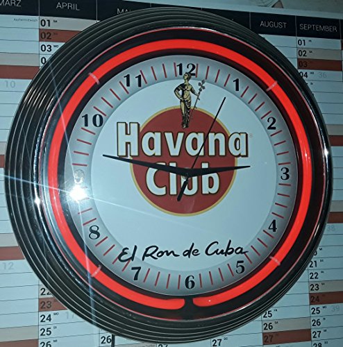 NEONUHR HAVANA CLUB NEON BELEUCHTUNG ROT BAR RESTAURANT KNEIPEN REKLAME + STIL
