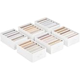 SONGMICS RUS009W03 Wardrobe Organiser, Set of 6 Storage Boxes, 6 Compartments, Drawer Organiser System, Foldable Organiser Bo