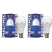 Halonix Rechargeable Emergency Inverter LED Bulb B22 9-Watt - White Pack of 2