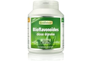 Greenfood Bioflavonoïdes, 450 mg, dose élevée, 120 gélules - SANS additifs artificiels. Sans génie génétique. Vegan.