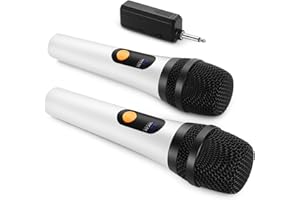 FOLTUSYMY Microphone sans Fil, FOLTUSMY Double Micro sans Fil Dynamique Numérique avec Récepteur Rechargeable, Portée 60M, Microphone pour Chant, karaoké, Réunion, Église, Mariage