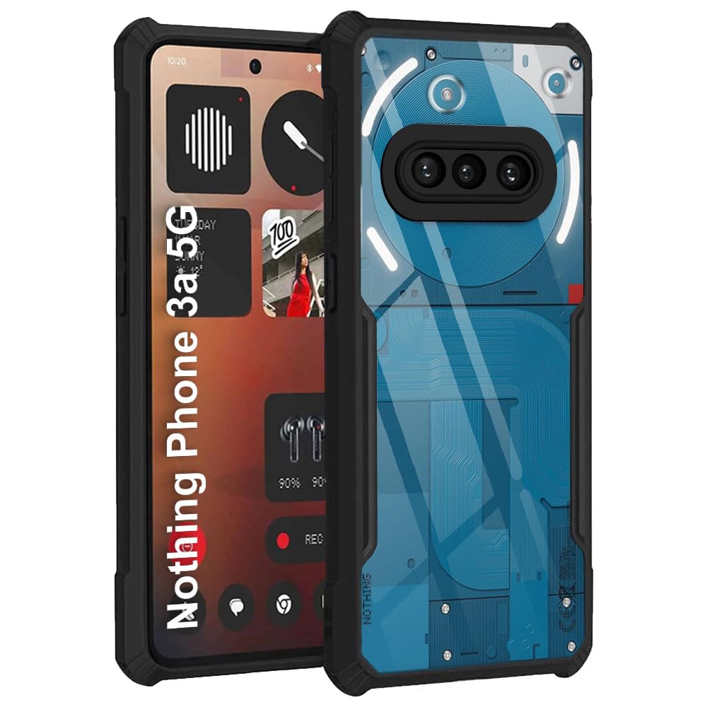 TheGiftKart Shockproof Crystal Clear Back Cover Case for Nothing Phone 3a 5G | 360 Degree Protection | Protective Design | Transparent Back Cover Case for Nothing Phone 3a 5G (PC & TPU, Black Bumper)