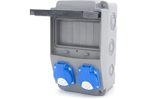 ELS Elektrotechnika Baustromverteiler Wandverteiler 2x230V Schuko, selbst mit modularen Geräten ausgestattet zu werden. Baustromverteiler für Indoor/Outdoor-Bereich, Werkstätten und Fabriken IP54.