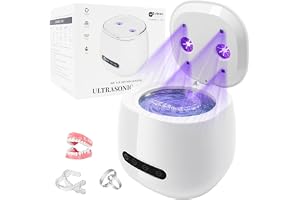 Ultraljudsrengöring för tandställningar och tandproteser, högfrekvent vibration med UV-sterilisering, bärbart rengöringsmedel för tandställningar, munskydd, nattskydd och smycken