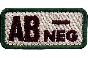 EMBTAO Digitare AB negativo Gruppo sanguigno tattico con Fissaggio Chiusura a uncino e asola Ricamata Toppa, Multitan