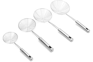 Lot d’Écumoires à friture | Araignées de Cuisine en Acier inoxydable | EUROXANTY Accessoires de Cuisine | 4 Pièces