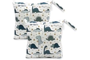 Bieiyhe 2 Pezzi Wet Bag Pannolini Lavabili, Borsa per Pannolini Impermeabile,Wetbag Pannolini Riutilizzabile,Sacchetti Porta Pannolini da Viaggio,Neonato Sacchetto del Pannolino con Zip per Viaggi Gym