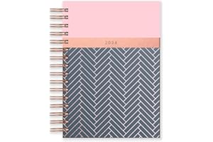 Matilda Myres 2024 Diary - A5 Day a Page - Rose Gold Wiro Bound - January to December Planner - Hardback Covers - Pink