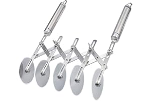 QSMYUYE Tagliapasta, Regolabili Tagliapizza, Pasticceria a 5 Ruot Rotelle Tagliapizza in Acciaio Inox Espandibile Per Pizza Coltello da Pasticceria Multi-Rotondo