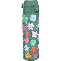 Ion8 Borraccia Inox Leggero, 600ml, Non Isolato, A Prova Di Perdite, Facile Da Aprire, Serratura Sicura, Lavabile In Lavastoviglie, Adatta A Portabicchieri, Durevole, Fenicotteri