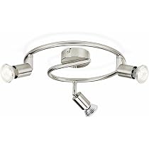 Lampadario WOWATT A 4 Faretti LED Orientabili, 6000K Bianco Freddo, GU10 Sostituibili, Per Soggiorno E Cucina