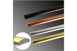 WZERHO Moulures décoratives autocollantes en stuc - Moulures murales autocollantes - Moulures murales autocollantes - Baguettes chromées (Doré - 6 m - 8 mm - 3 mm)