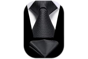 HISDERN Cravatta da Uomo e Fazzoletto Elegante Cravatte Moda da Matrimonio Motivo Pied de poule Business Partito Cravatta Set